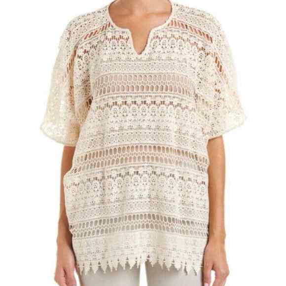 CAbi Cream Love Carol Collection Crochet Capri Swim Coverup Size Medium - Picture 9 of 12